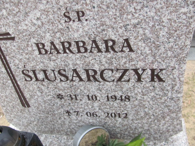Barbara ŚLUSARCZYK 1948 Toruń - Grobonet - Wyszukiwarka osób pochowanych