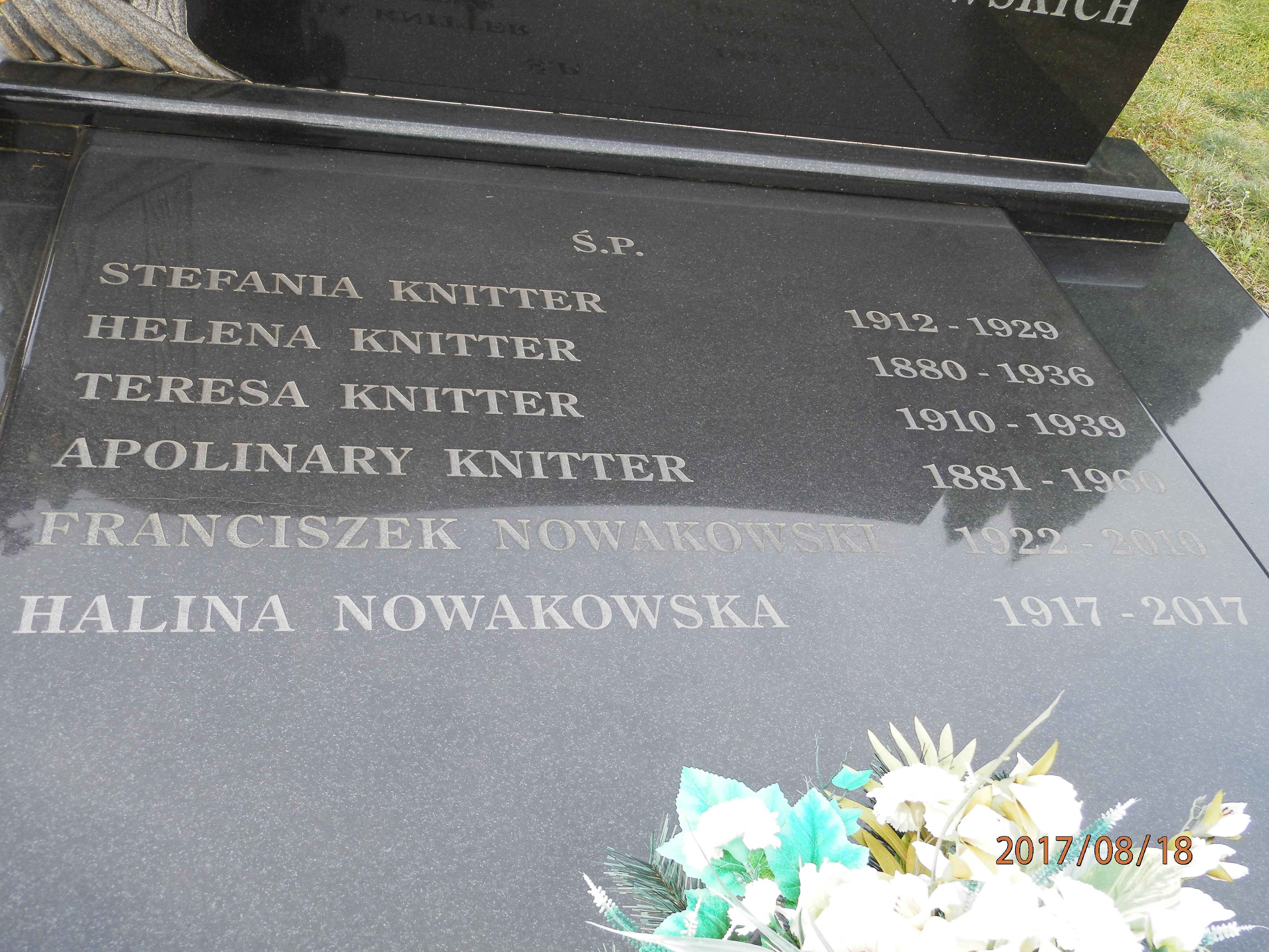 Teresa KNITTER 1910 Toruń - Grobonet - Wyszukiwarka osób pochowanych