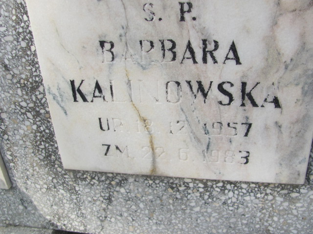 Barbara KALINOWSKA 1957 Toruń - Grobonet - Wyszukiwarka osób pochowanych