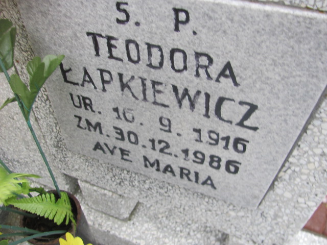 Teodora ŁAPKIEWICZ 1916 Toruń - Grobonet - Wyszukiwarka osób pochowanych