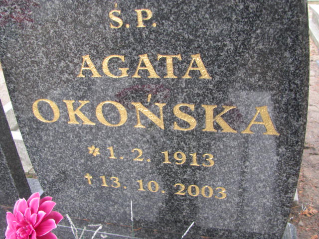 Agata OKOŃSKA 1913 Toruń - Grobonet - Wyszukiwarka osób pochowanych