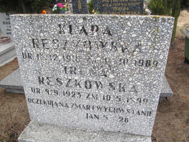 Klara RESZKOWSKA 1910 Toruń - Grobonet - Wyszukiwarka osób pochowanych