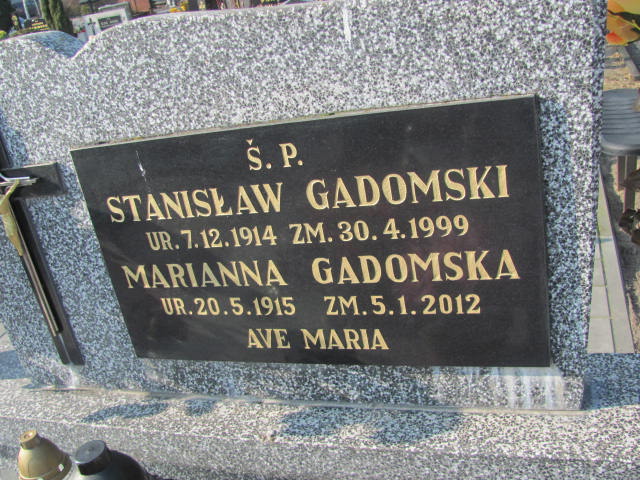 Marianna GADOMSKA 1915 Toruń - Grobonet - Wyszukiwarka osób pochowanych