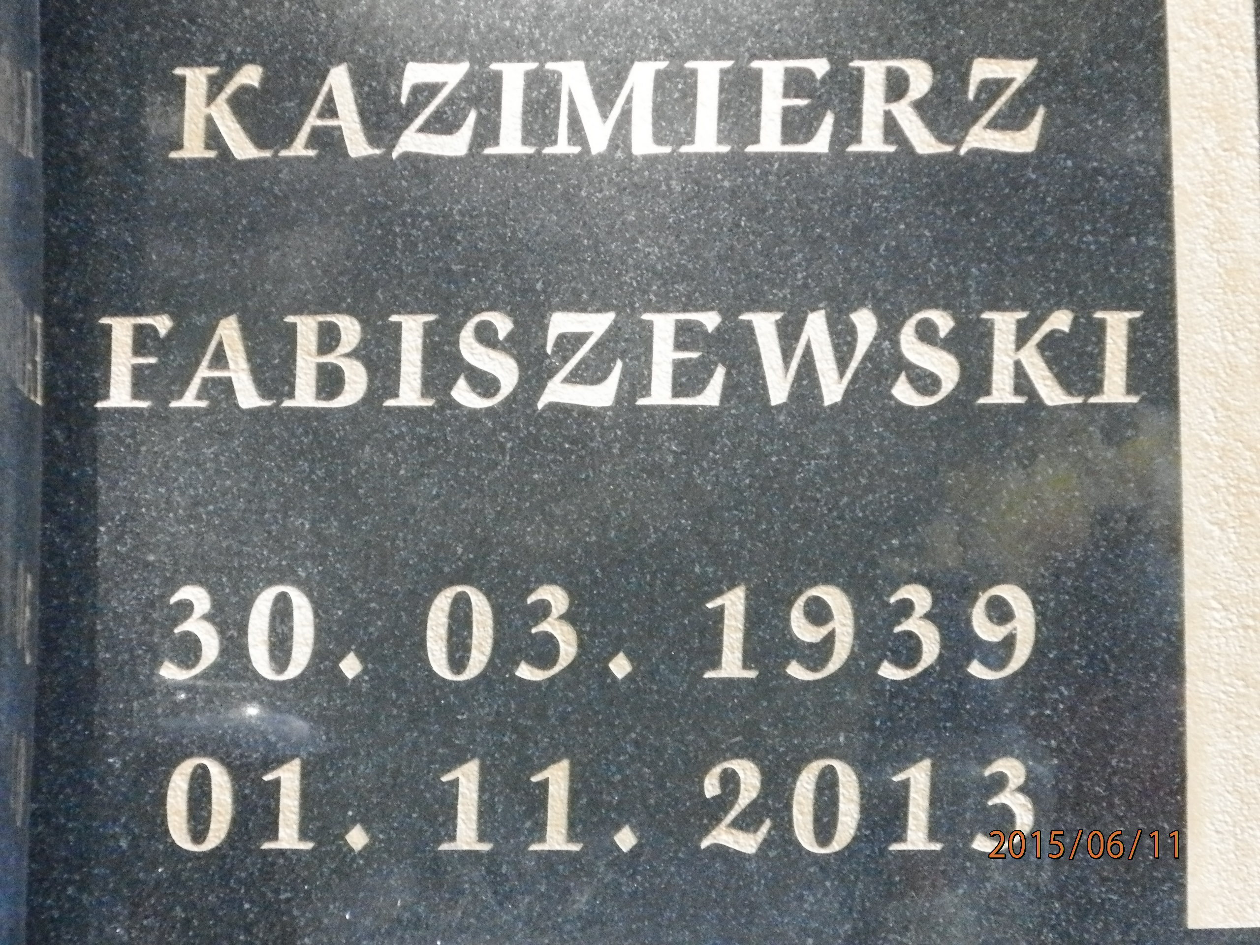 Kazimierz FABISZEWSKI 1939 Toruń - Grobonet - Wyszukiwarka osób pochowanych