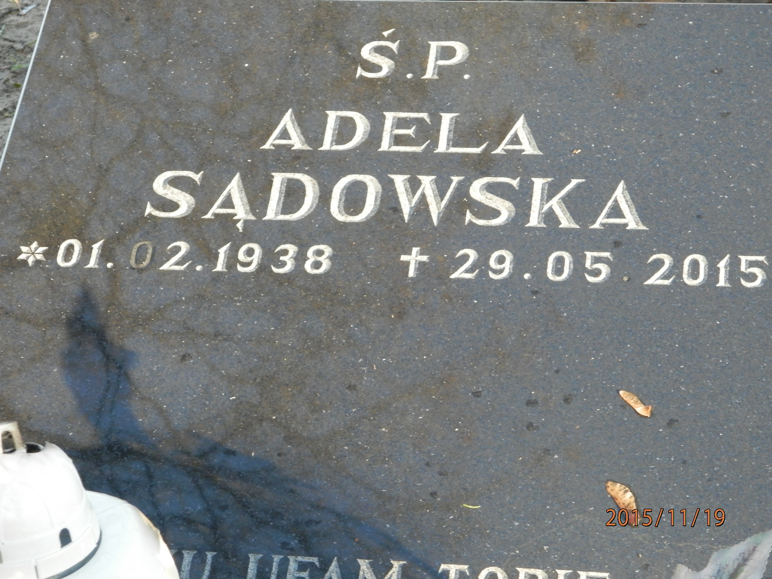 Adela SĄDOWSKA 1938 Toruń - Grobonet - Wyszukiwarka osób pochowanych