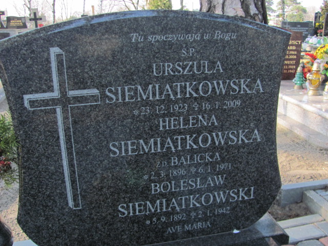 Helena SIEMIĄTKOWSKA 1896 Toruń - Grobonet - Wyszukiwarka osób pochowanych